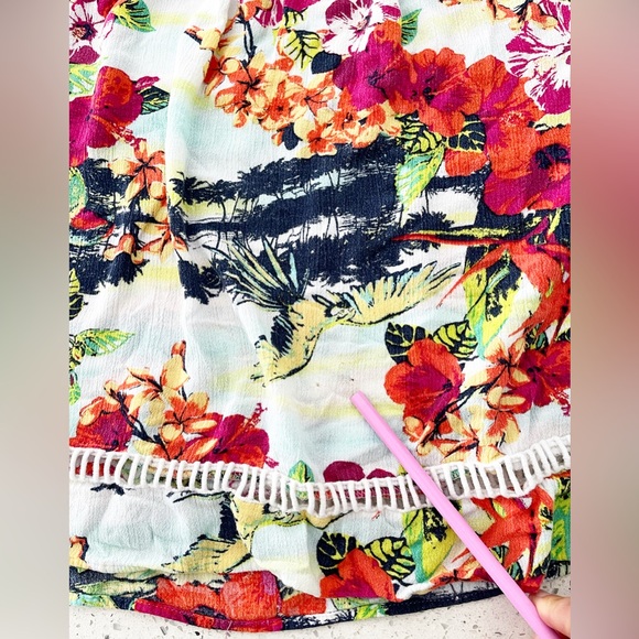 Westbound Petites PM Off Shoulder Floral Tropical Boho Peasant Blouse Top FLAW - Picture 9 of 9